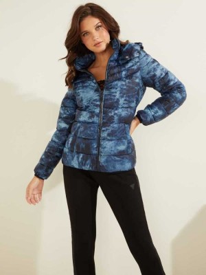 Vestes Guess OTTAVIA PUFFER Femme Bleu | 12460-OTNC