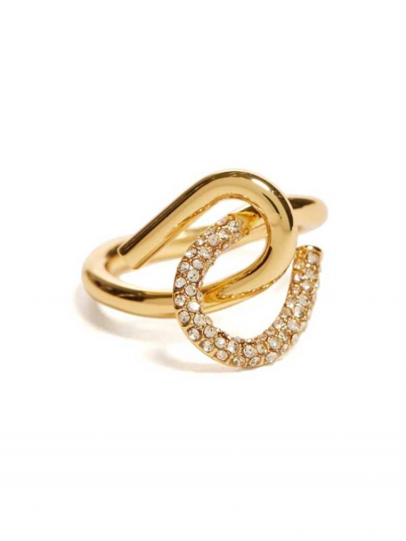 Bague Guess 14KT Plated Curve Statement Ring - Size 7 Femme Doré | 89412-EXFT