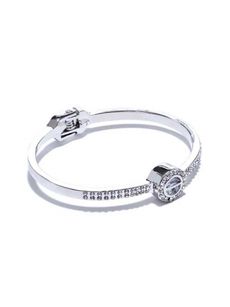 Bague Guess Caged Crystal Bangle Femme Argent | 09874-GFCP