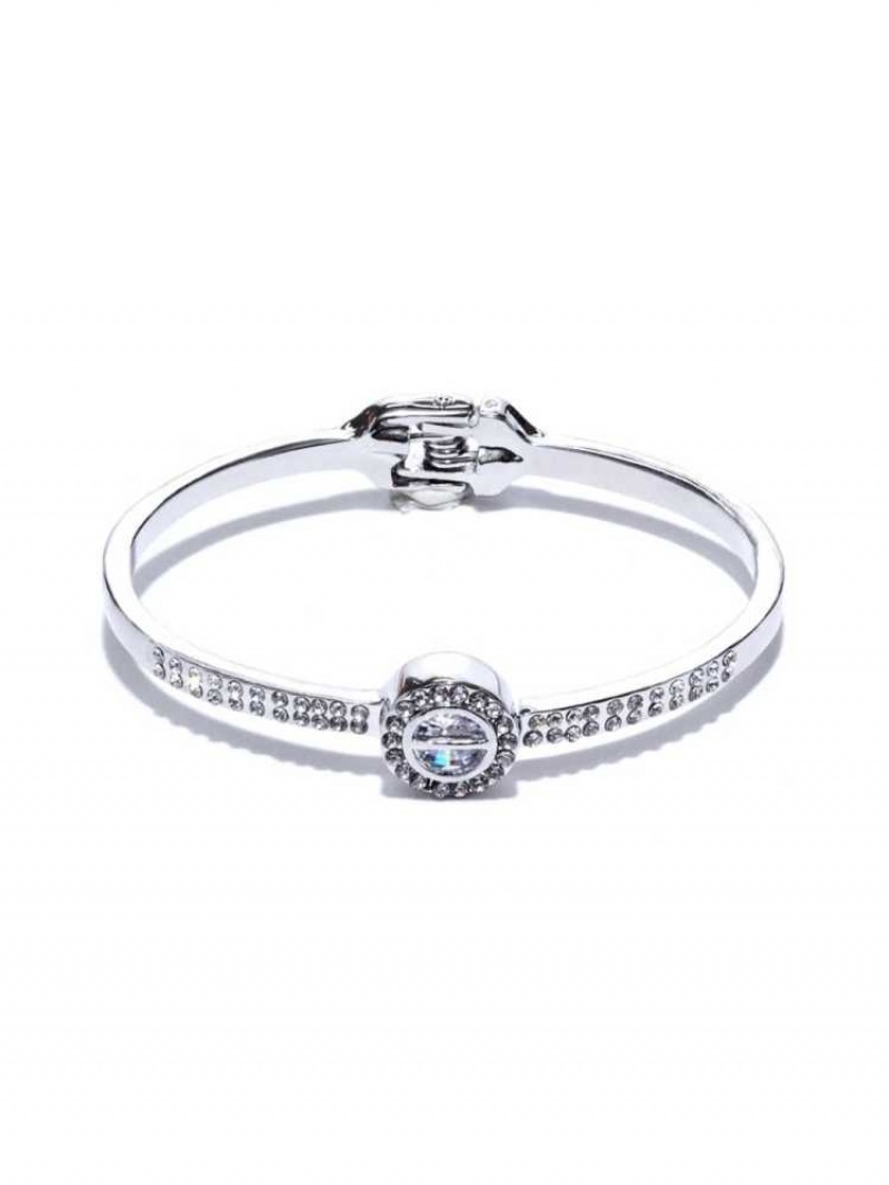 Bague Guess Caged Crystal Bangle Femme Argent | 09874-GFCP