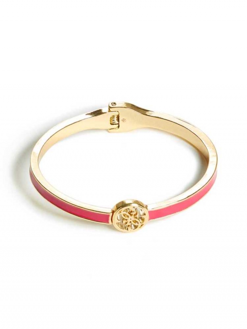 Bague Guess Enamel Logo Bangle Femme Rose | 10492-IKQL