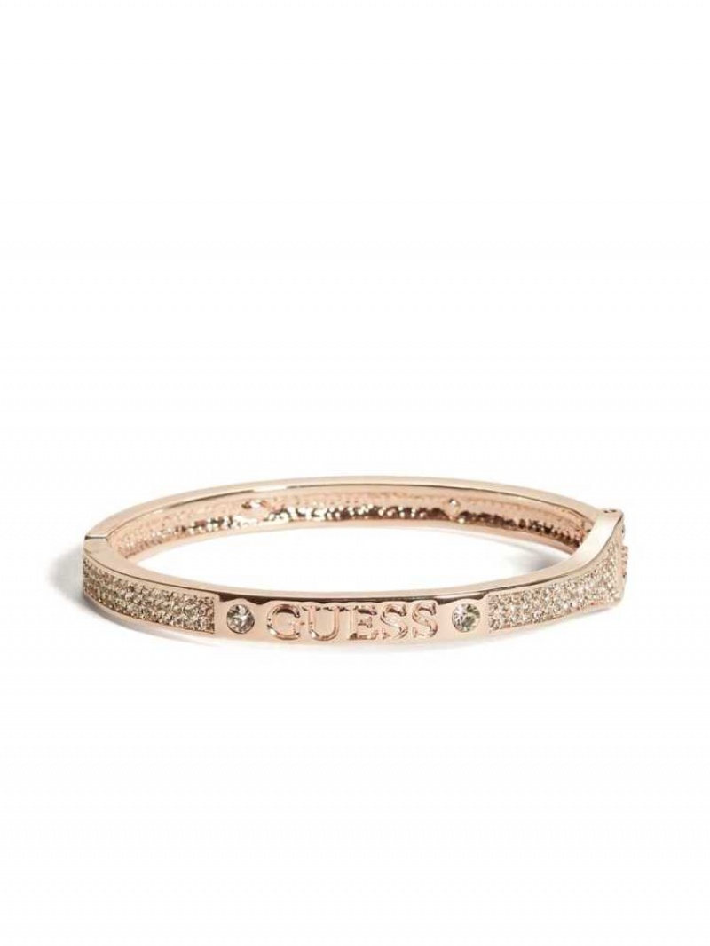 Bague Guess Rose Gold-Tone Rhinestone Bangle Femme Rose Doré | 84637-LNUZ