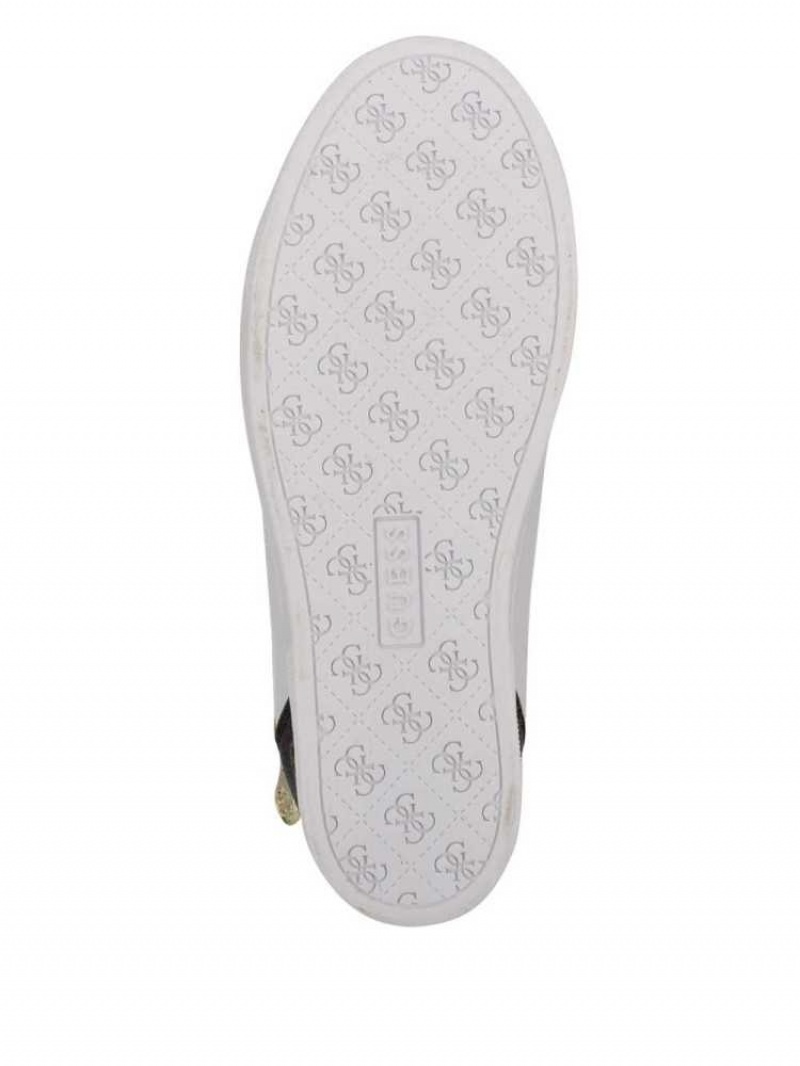 Basket Guess Figz Logo Wedge Femme Blanche | 39420-TFWQ