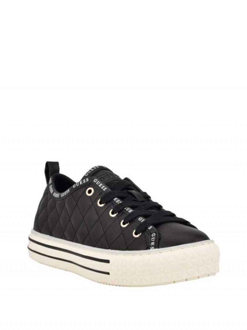 Basket Guess Matelassé Low-Top Femme Noir Multicolore | 57460-GNRT