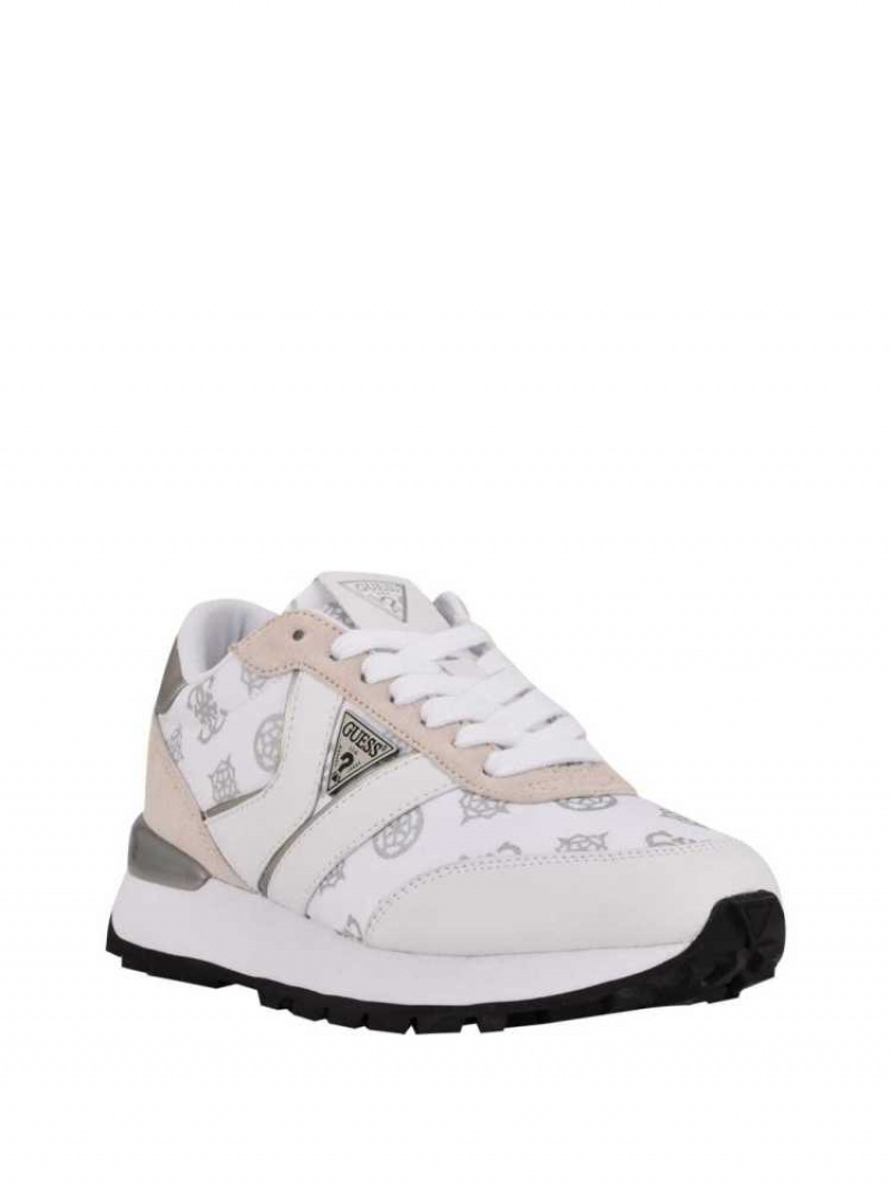 Basket Guess Samsin Logo Print Femme Blanche | 36859-LVAB