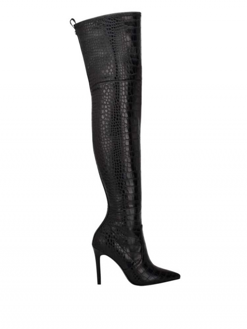 Botte Guess Baiwa Croc Over-the-Knee Femme Noir | 26108-RGHD