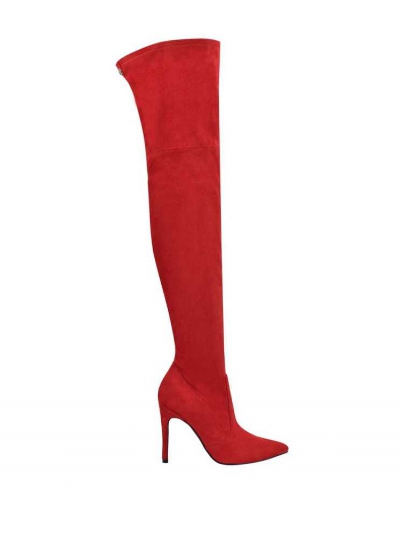 Botte Guess Bonis Faux-Daim Over-the-Knee Femme Rouge | 91708-AXPG