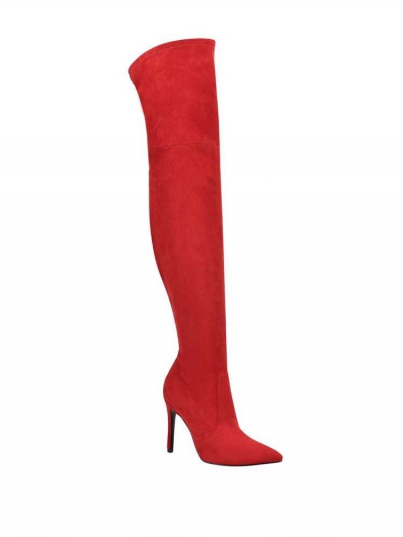 Botte Guess Bonis Faux-Daim Over-the-Knee Femme Rouge | 91708-AXPG