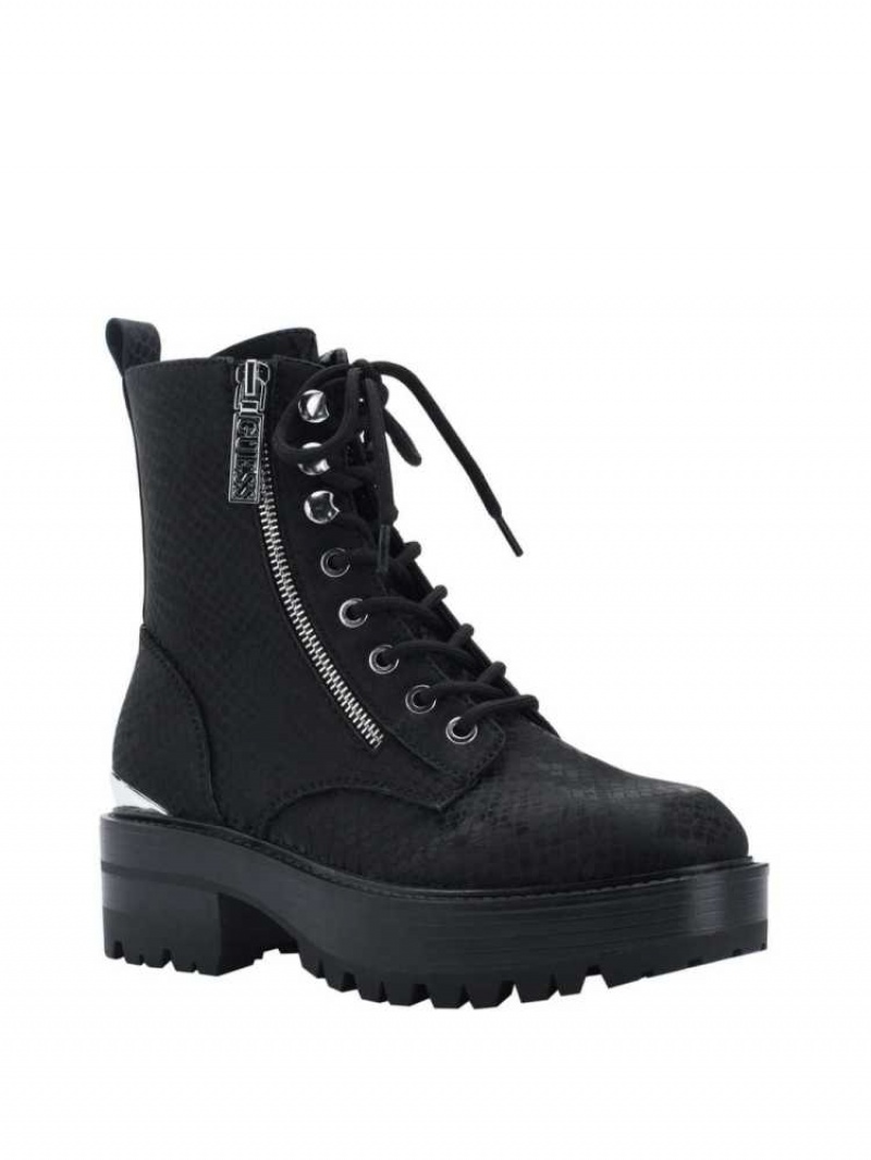 Botte Guess Fearne Combat Femme Noir | 65318-WNRL