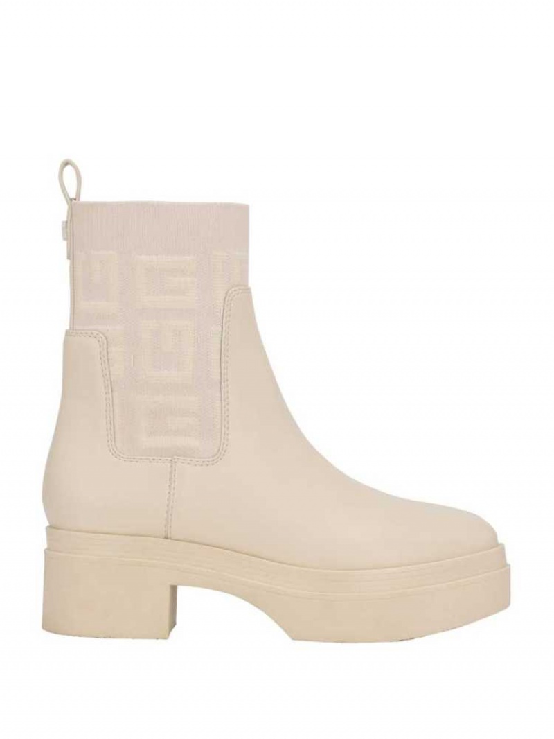 Botte Guess Keanna Logo Knit Chelsea Femme Blanche | 24916-UMQB