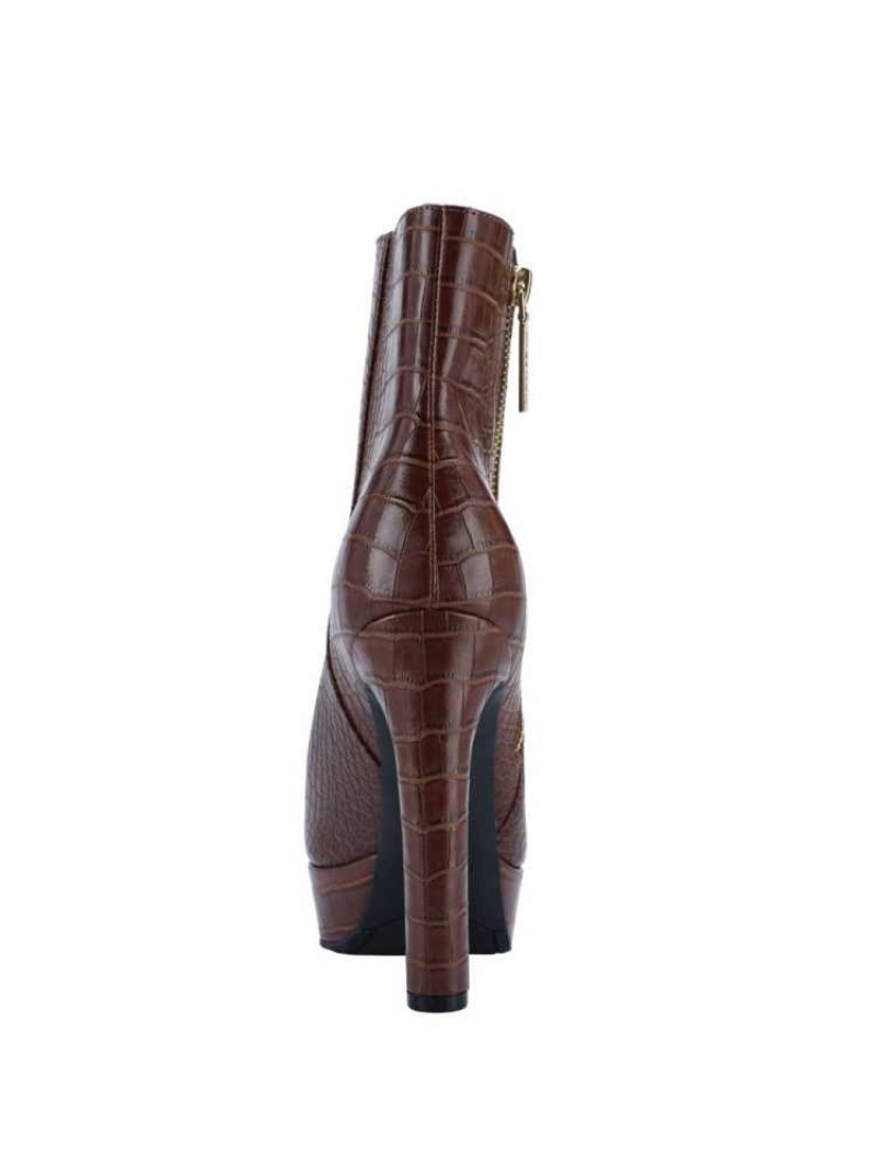 Bottines Guess Dejah Croc Plateforme Femme Marron | 96152-YPFA