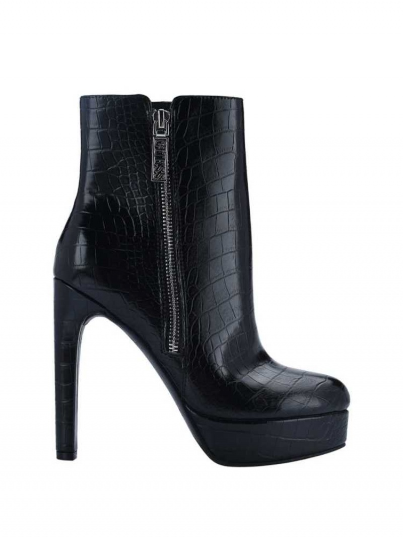 Bottines Guess Dejah Croc Plateforme Femme Noir | 89134-FRLQ