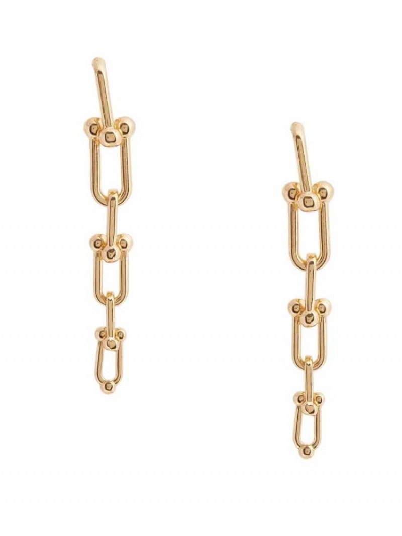 Boucles d\'Oreilles Guess 14KT Ball Chain-Link Drop Femme Doré | 64018-SLUI