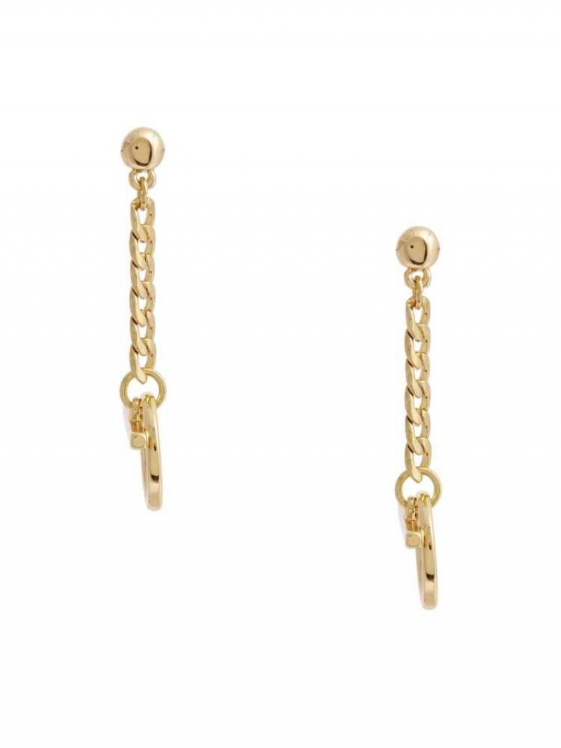 Boucles d\'Oreilles Guess 14KT Chain-Link Toggle Femme Doré | 85127-HPSK