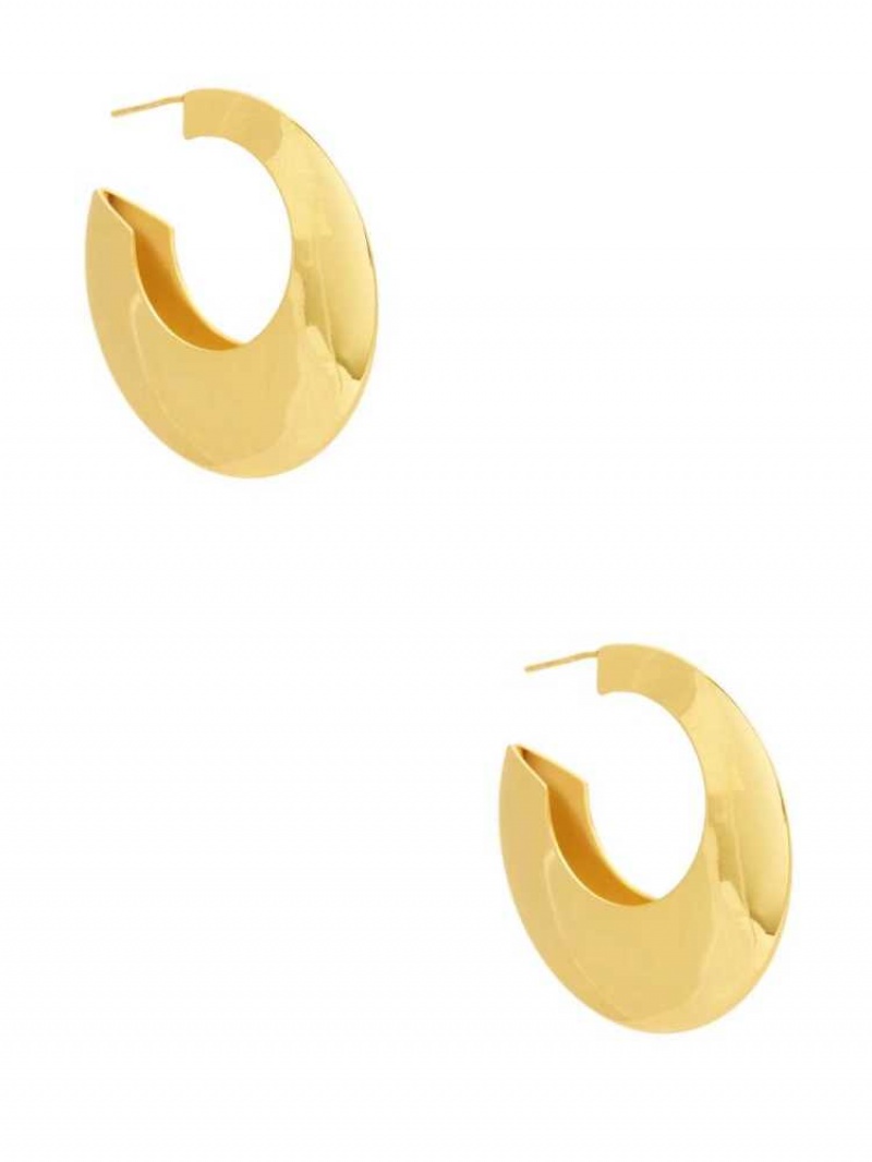 Boucles d\'Oreilles Guess 14KT Curved Hoop Femme Doré | 83165-LSZA