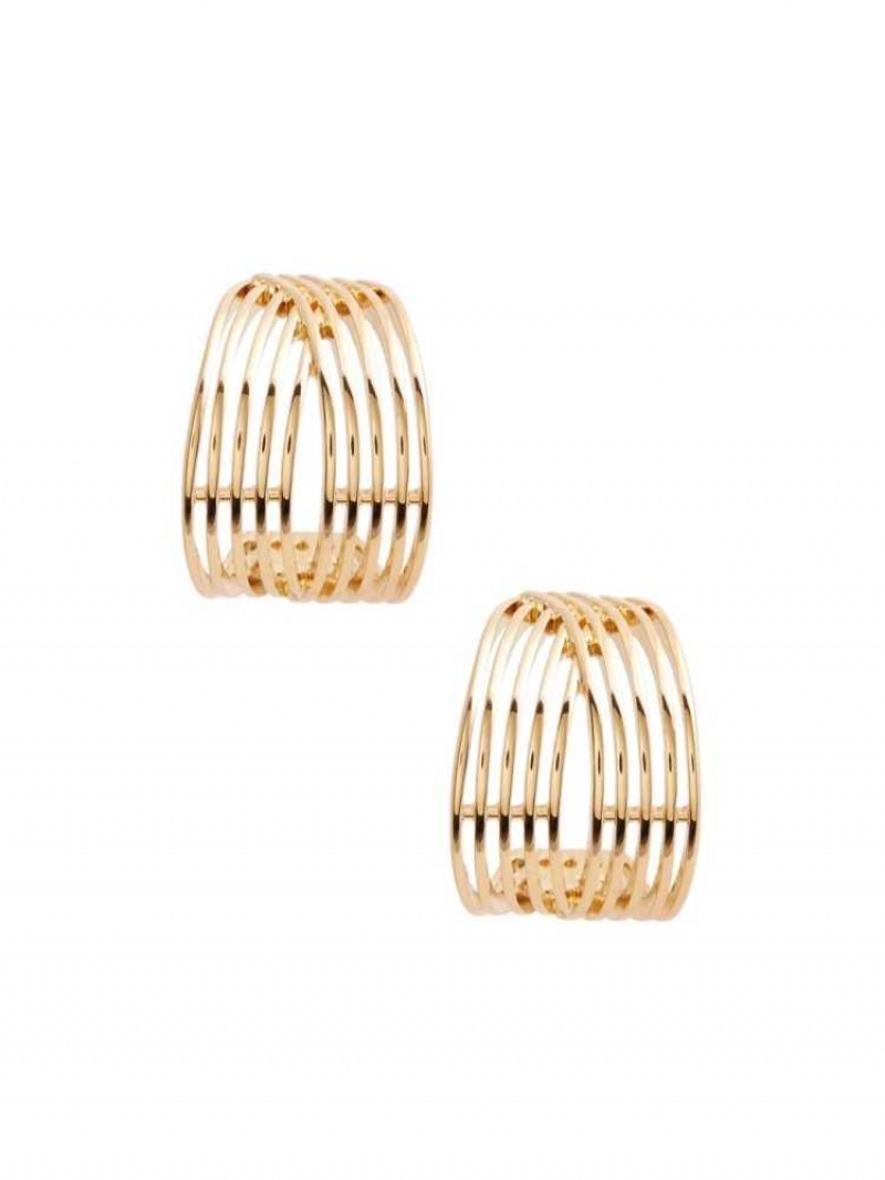 Boucles d'Oreilles Guess 14KT Plated Shield Femme Doré | 51794-DCEU