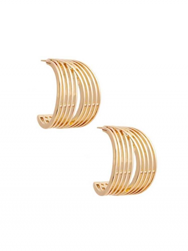 Boucles d\'Oreilles Guess 14KT Plated Shield Femme Doré | 51794-DCEU