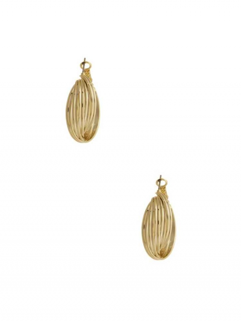 Boucles d'Oreilles Guess 14KT Twirl Hoop Femme Doré | 41927-OZHS