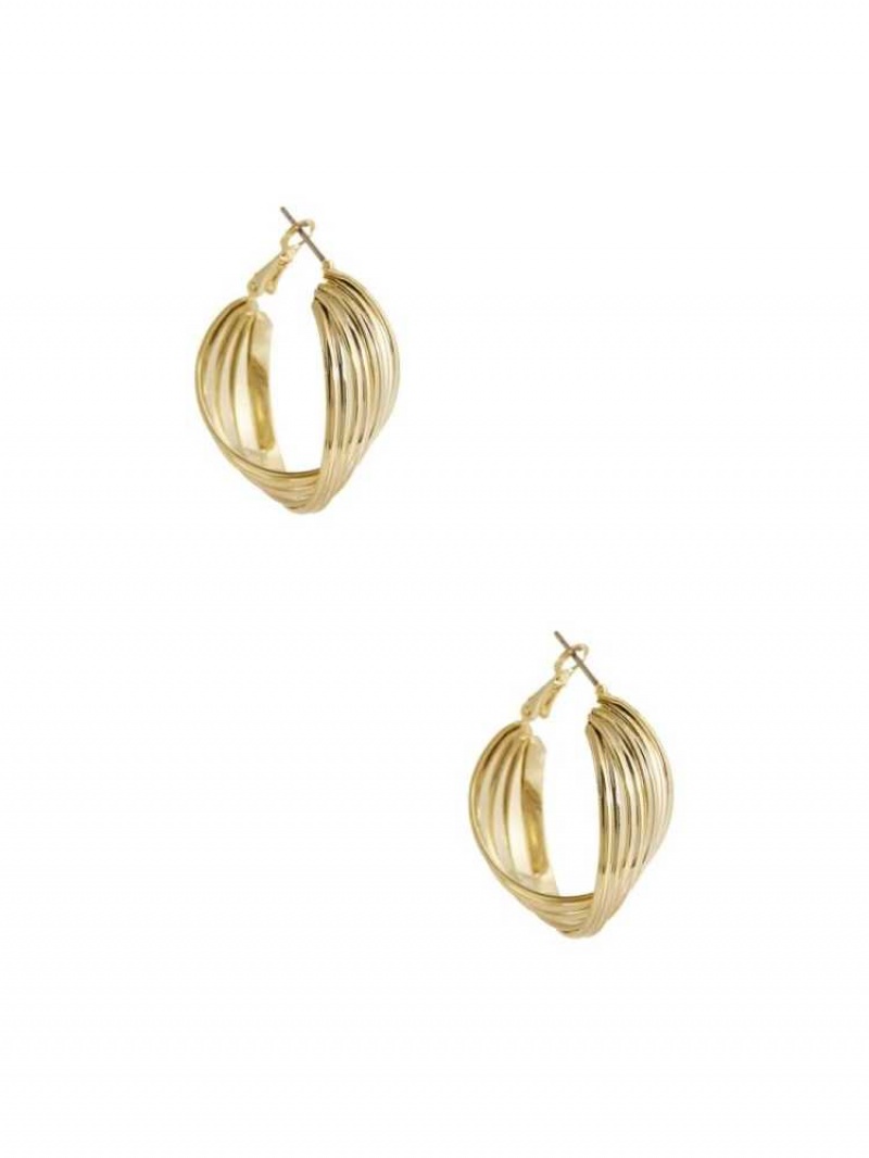 Boucles d\'Oreilles Guess 14KT Twirl Hoop Femme Doré | 41927-OZHS