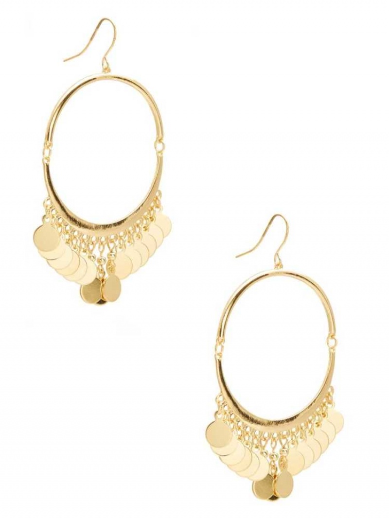 Boucles d'Oreilles Guess Coin Hoop Femme Doré | 23798-VPMZ