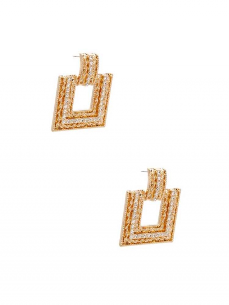 Boucles d'Oreilles Guess Gold-Tone Rhinestone Statement Femme Doré | 08716-LQZB