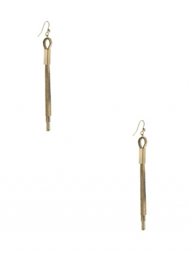 Boucles d'Oreilles Guess Gold-Tone Snake Chain Linear Femme Doré | 15283-ZDAM