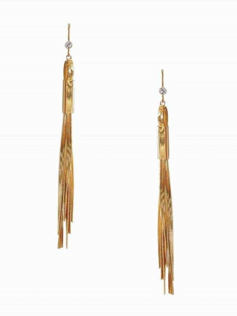 Boucles d\'Oreilles Guess Gold-Tone Snake Chain Linear Femme Doré | 15283-ZDAM