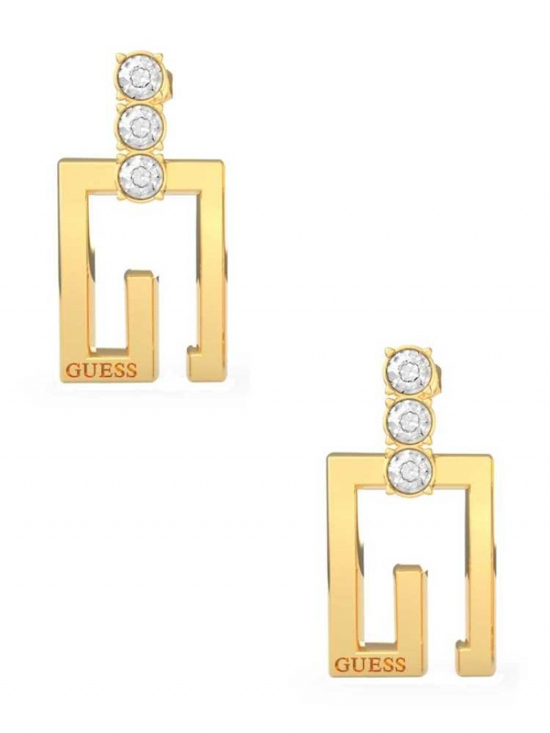 Boucles d\'Oreilles Guess Gold-Tone Square G Logo Drop Femme Jaune Doré | 76139-QDUL