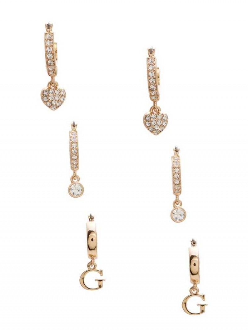 Boucles d\'Oreilles Guess Huggie Hoop Set Femme Doré | 21458-XSFM