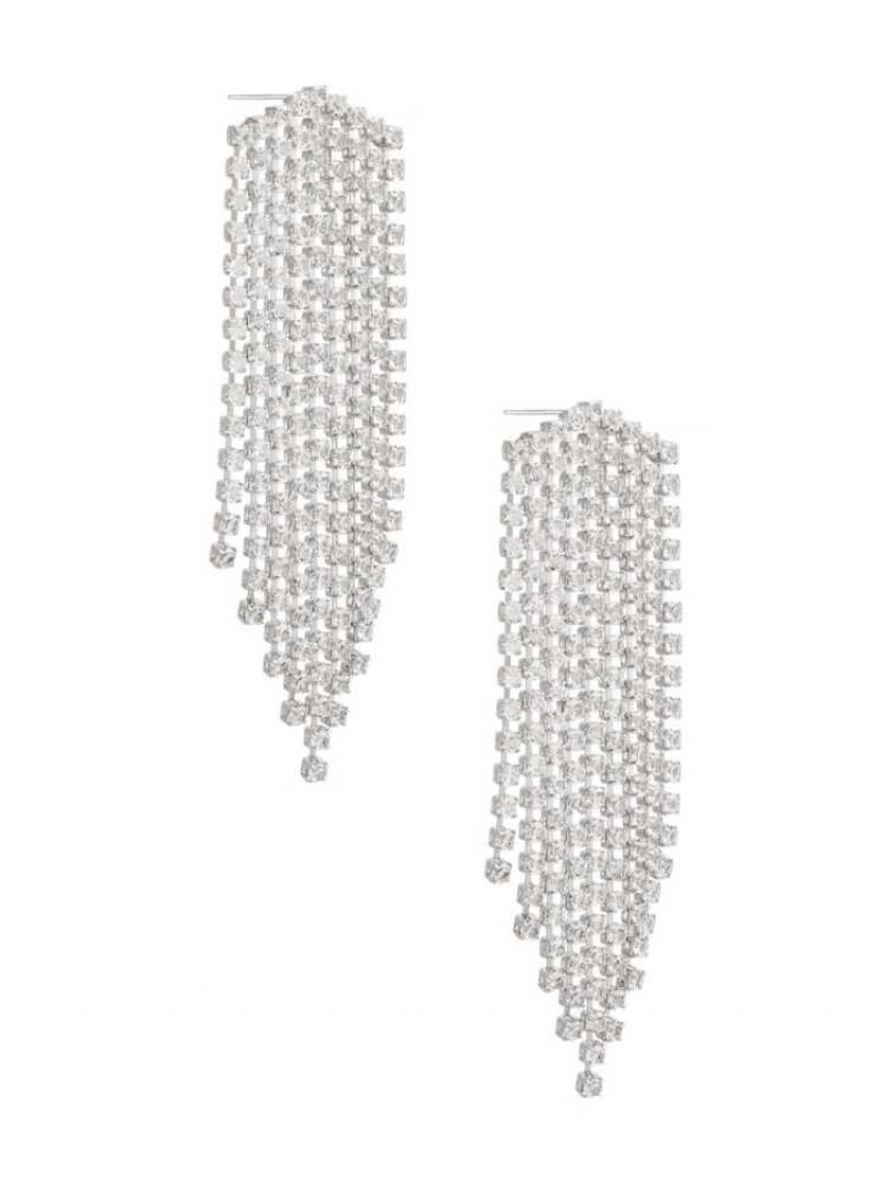 Boucles d'Oreilles Guess Rhinestone Fringe Femme Argent | 38469-PQAW