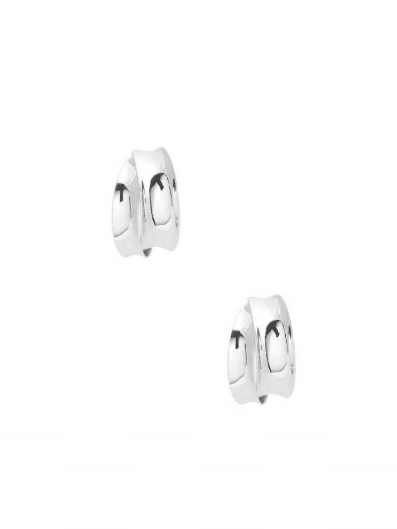 Boucles d'Oreilles Guess Silver-Tone Double Hoop Femme Argent | 49817-BPQM