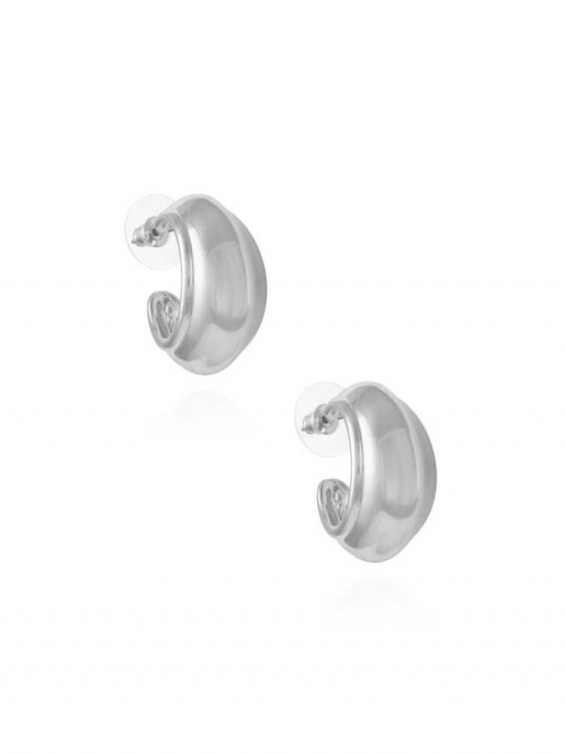 Boucles d\'Oreilles Guess Silver-Tone Larges Hoop Femme Argent | 36894-YXLD