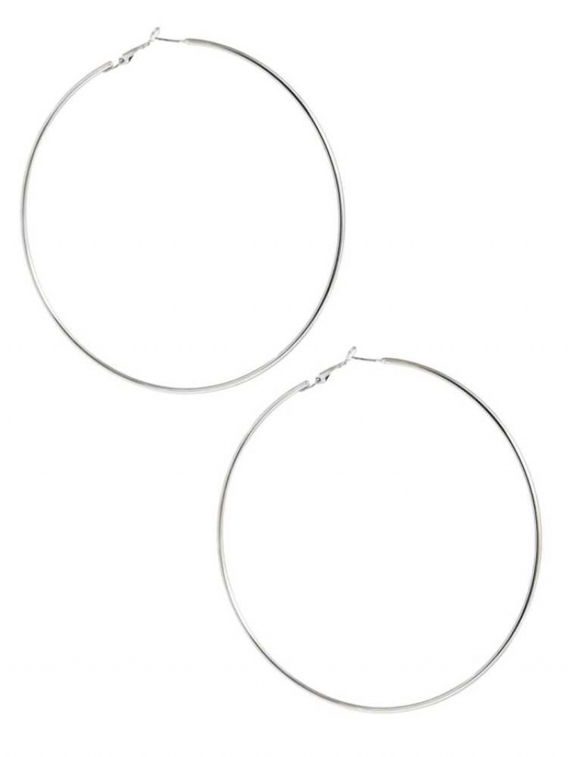 Boucles d\'Oreilles Guess Silver-Tone Oversized Hoop Femme Argent | 45803-MDYX