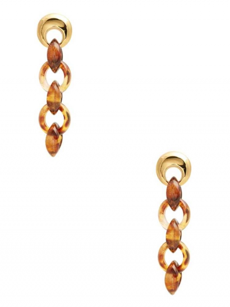 Boucles d\'Oreilles Guess Tortoise Chain Femme Doré | 27315-VDXE