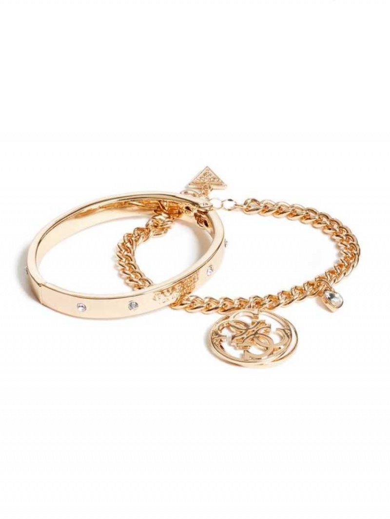 Bracelet Guess Cadence Gold-Tone Logo Set Femme Doré | 41937-JBDX