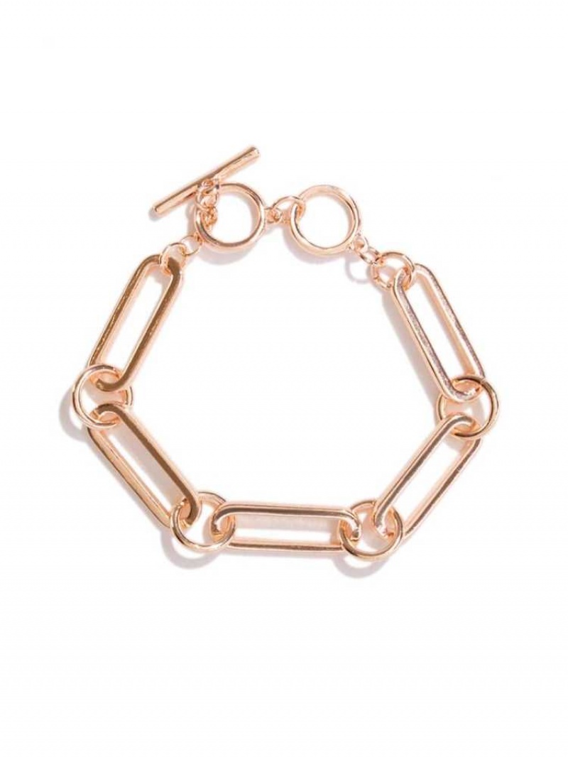 Bracelet Guess Gold-Tone Chain-Link Femme Rose Doré | 84123-EBRC