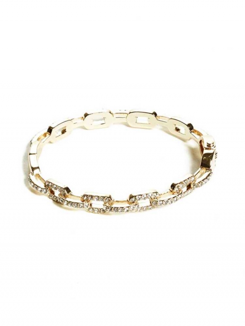 Bracelet Guess Rhinestone Chain-Link Bangle Femme Doré | 23901-RMCN