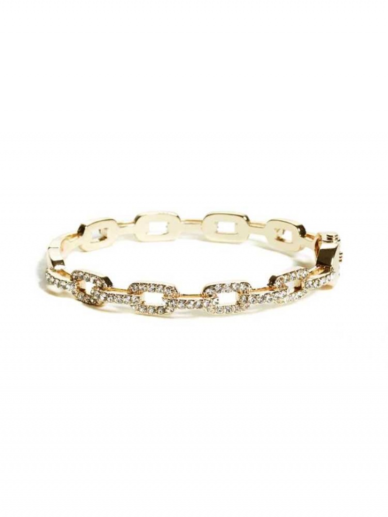 Bracelet Guess Rhinestone Chain-Link Bangle Femme Doré | 23901-RMCN