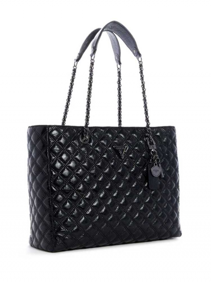 Cabas Guess Cessily Matelassé Femme Noir | 84507-EIAZ