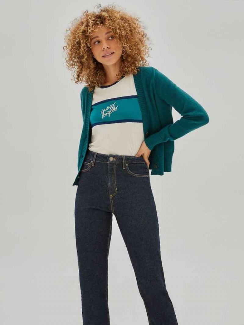 Cardigan Guess Originale Cropped Femme Vert Foncé | 81407-YKGW