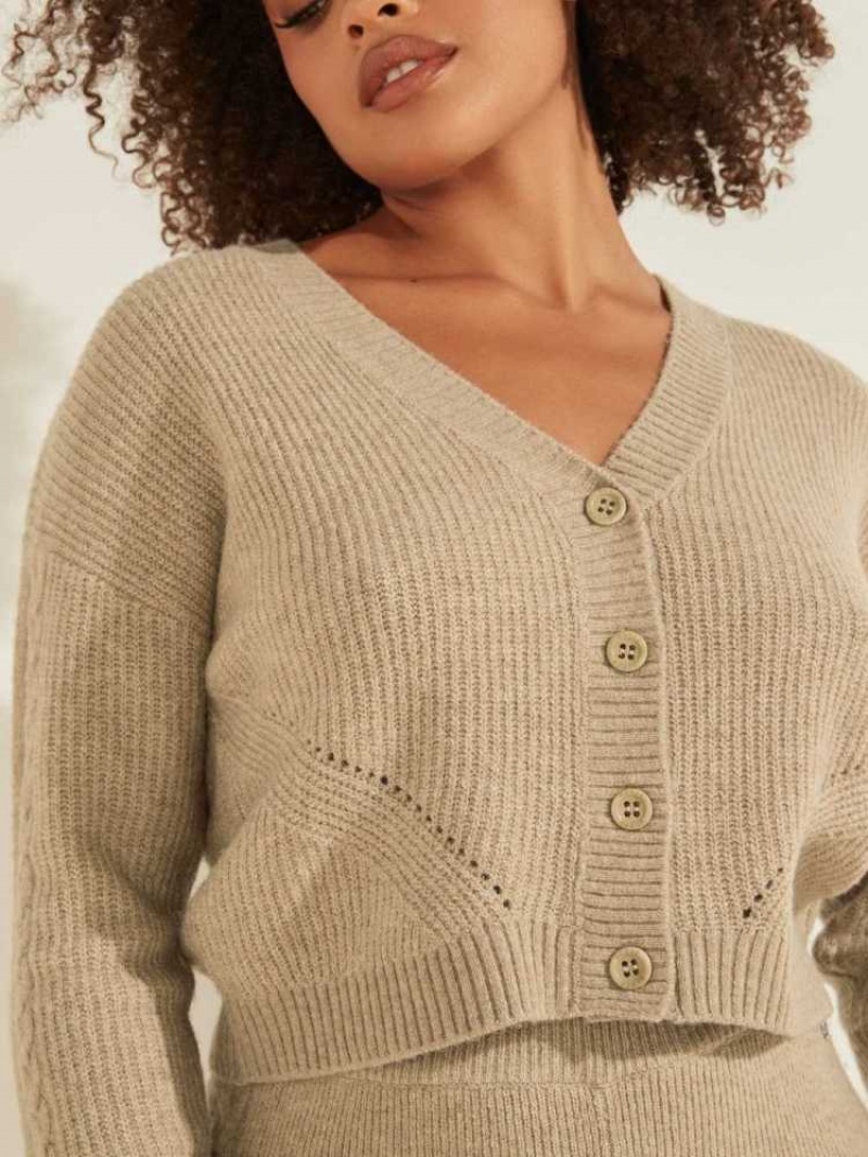 Cardigan Guess Serena Cable Knit Femme Grise | 89650-ZDQG