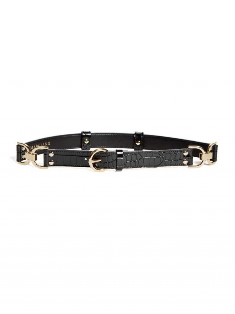 Ceintures Guess Crocodile Hardware Femme Noir | 50368-SIUV