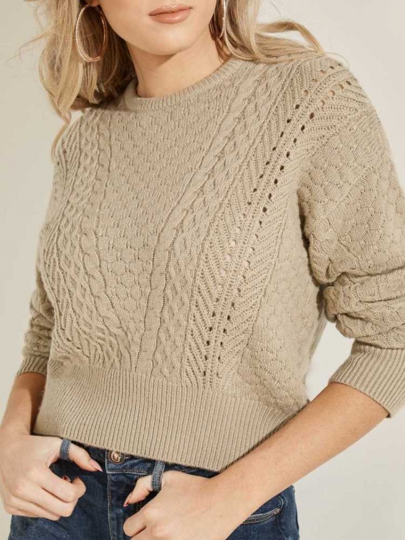 Chandails Guess Braya Cable Knit Femme Grise | 29871-YPWH