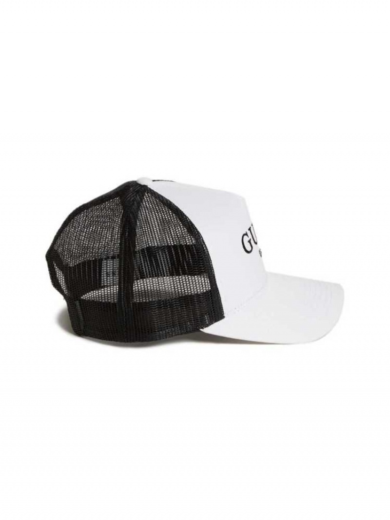 Chapeaux Guess Contrasting Logo Trucker Femme Blanche | 97615-XLOP