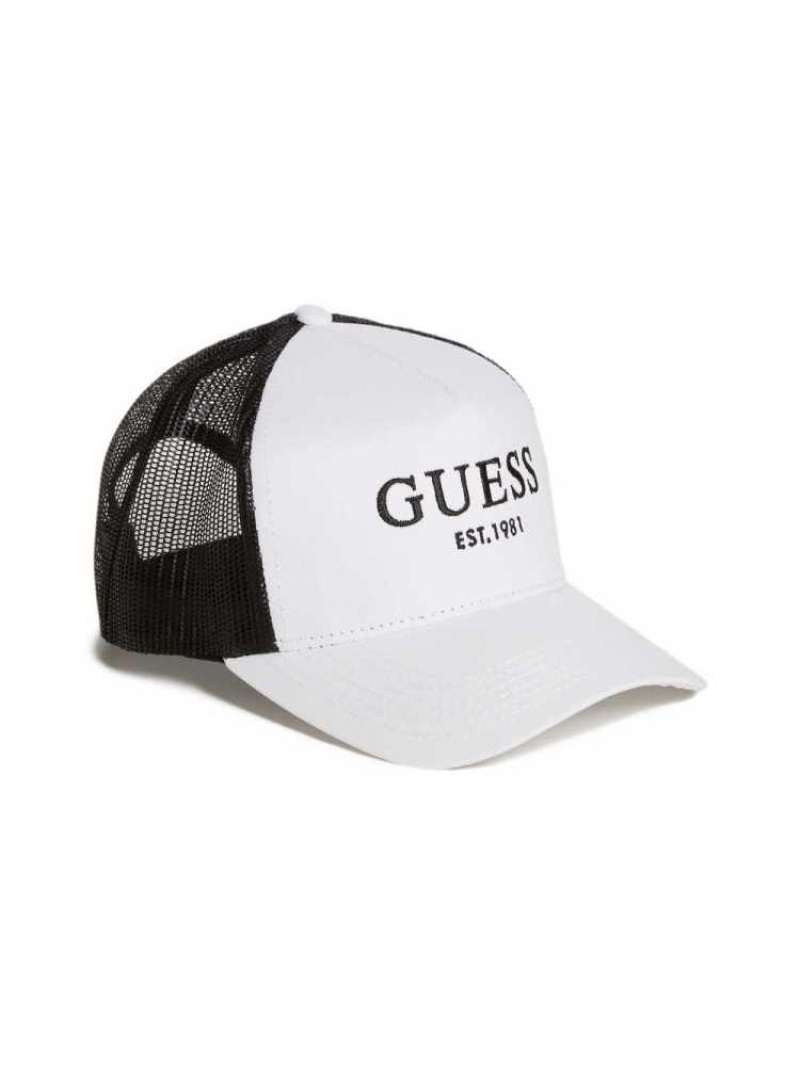 Chapeaux Guess Contrasting Logo Trucker Femme Blanche | 97615-XLOP