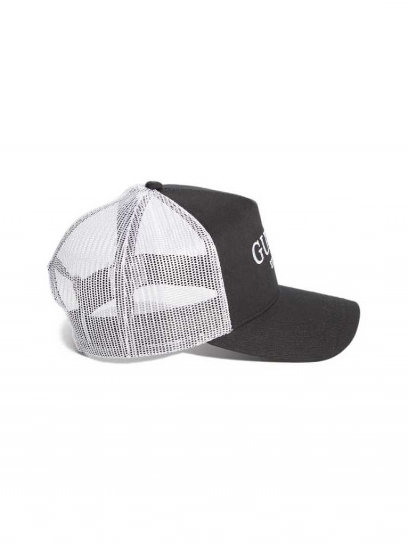 Chapeaux Guess Contrasting Logo Trucker Femme Noir | 05486-YPSV