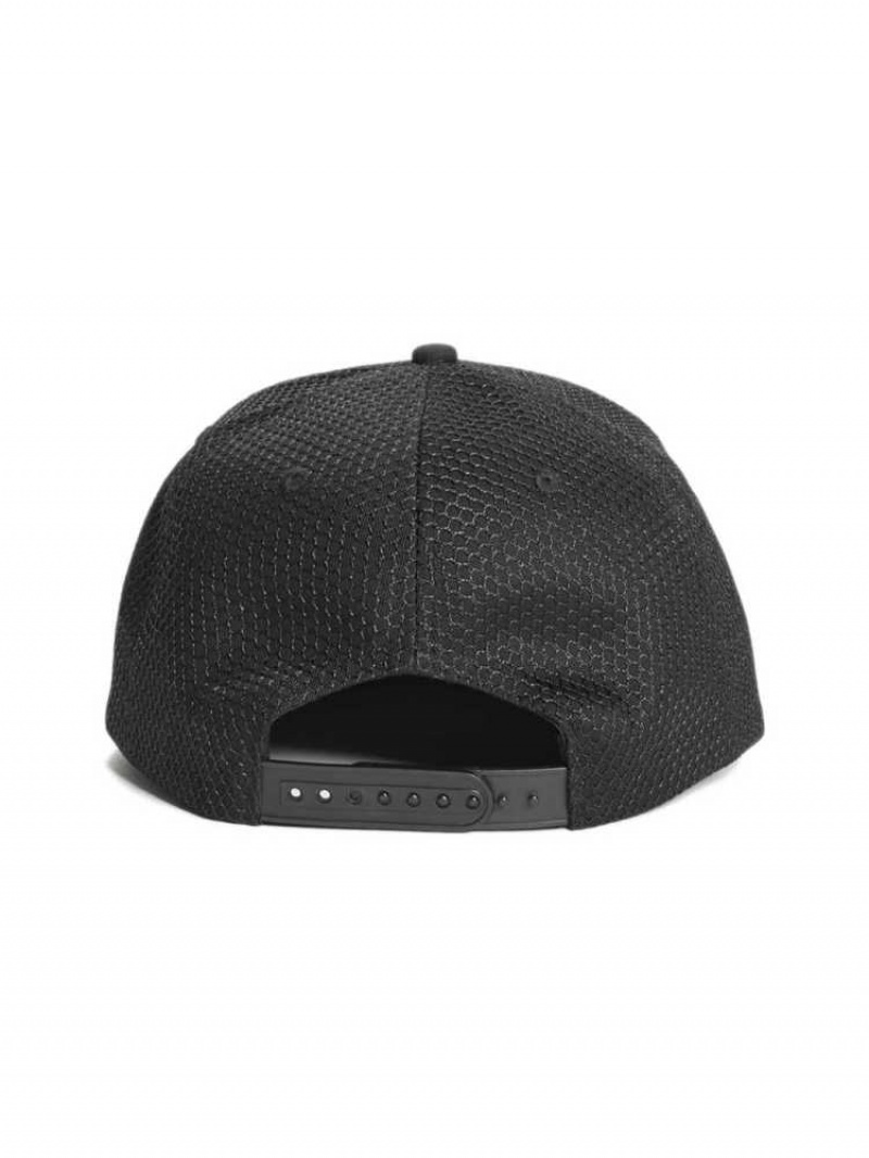 Chapeaux Guess Dave Mesh Plates Brim Snapback Homme Noir | 87349-BIEJ