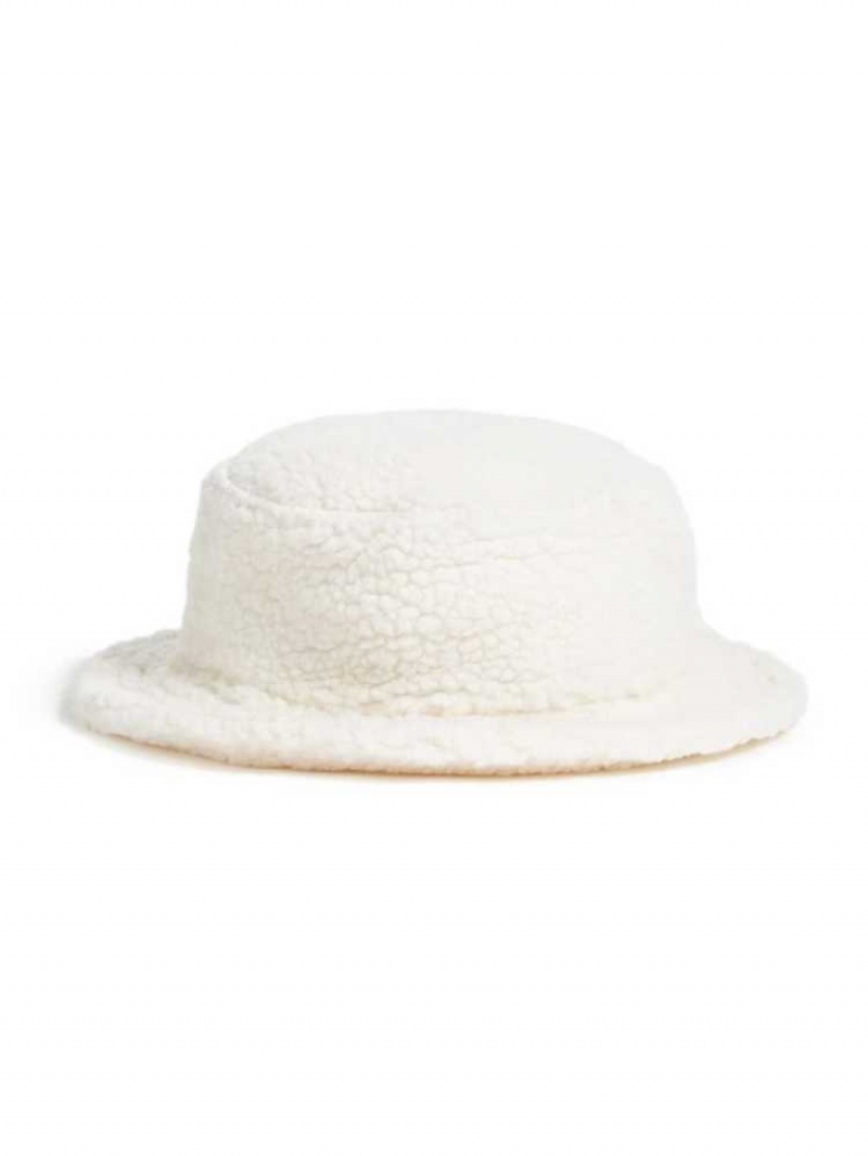 Chapeaux Guess Originale x Bear Sherpa Bucket Femme Blanche | 53801-MQGB