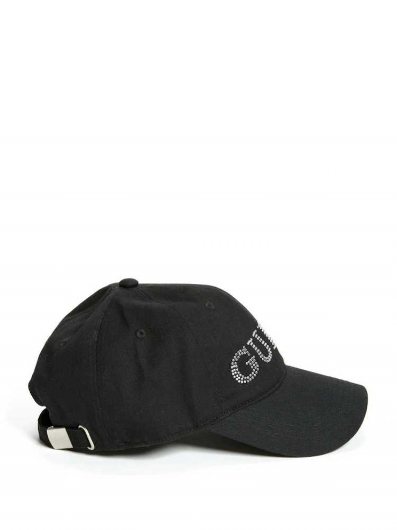 Chapeaux Guess Rhinestone Logo Baseball Femme Noir | 62837-FHMN