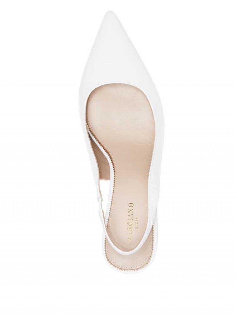 Chaussures À Talons Guess Juna Crocodile Brides Back Heel Femme Blanche | 64281-JNKB